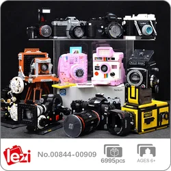 Lezi Retro Digital SLR Camera Film Projector Polaroid Photo Machine 3D Model Mini Blocks Bricks Building Toy For Children No Box