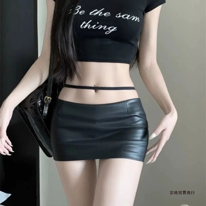 Korean Fashion Sexy Women Temptation PU Wrap Skirt Mini Hip Lady Nightclub Clothing Girl Party Gift SK38