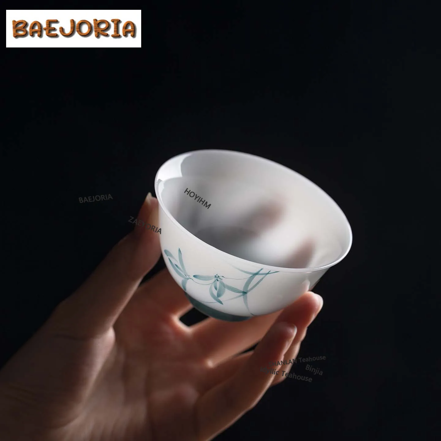 BAEJORIA 80ml Ice-pure Jade Orchid Thin China Teacup Handmade Tea Bowl Water Jug Tea-tasting Personal Cup Chazhan Master Cups