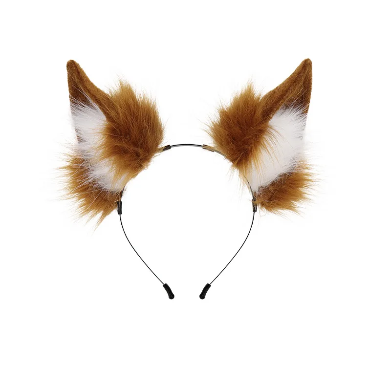 Fox Anime bestia oreja cola de bestia Lobo gato diadema traje de cola de felpa Cosplay Animal juego de rol mascota cachorro cola