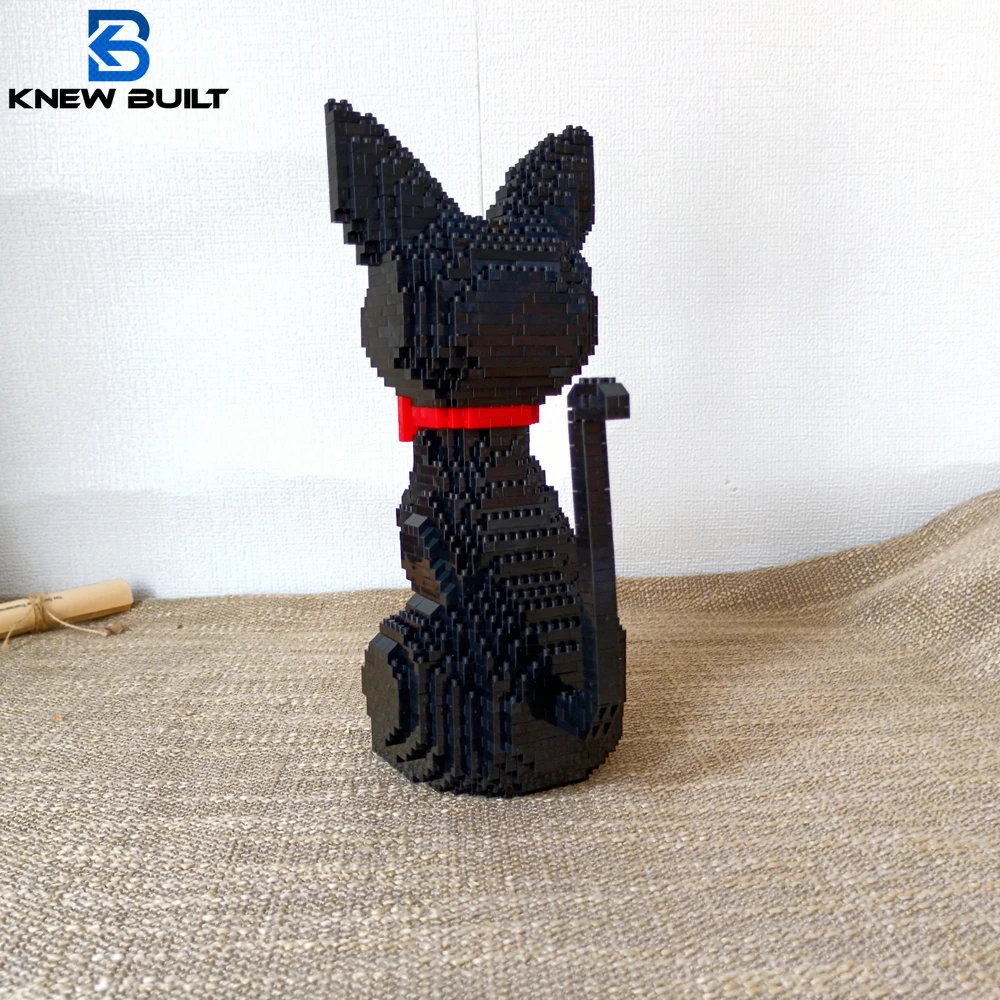 KNEW BUILT Black Cat Model Mini Building Blocks Children Learning Toys for Kid Boy Girl Gift Squirrel Shiba Inu Pet Style Brick