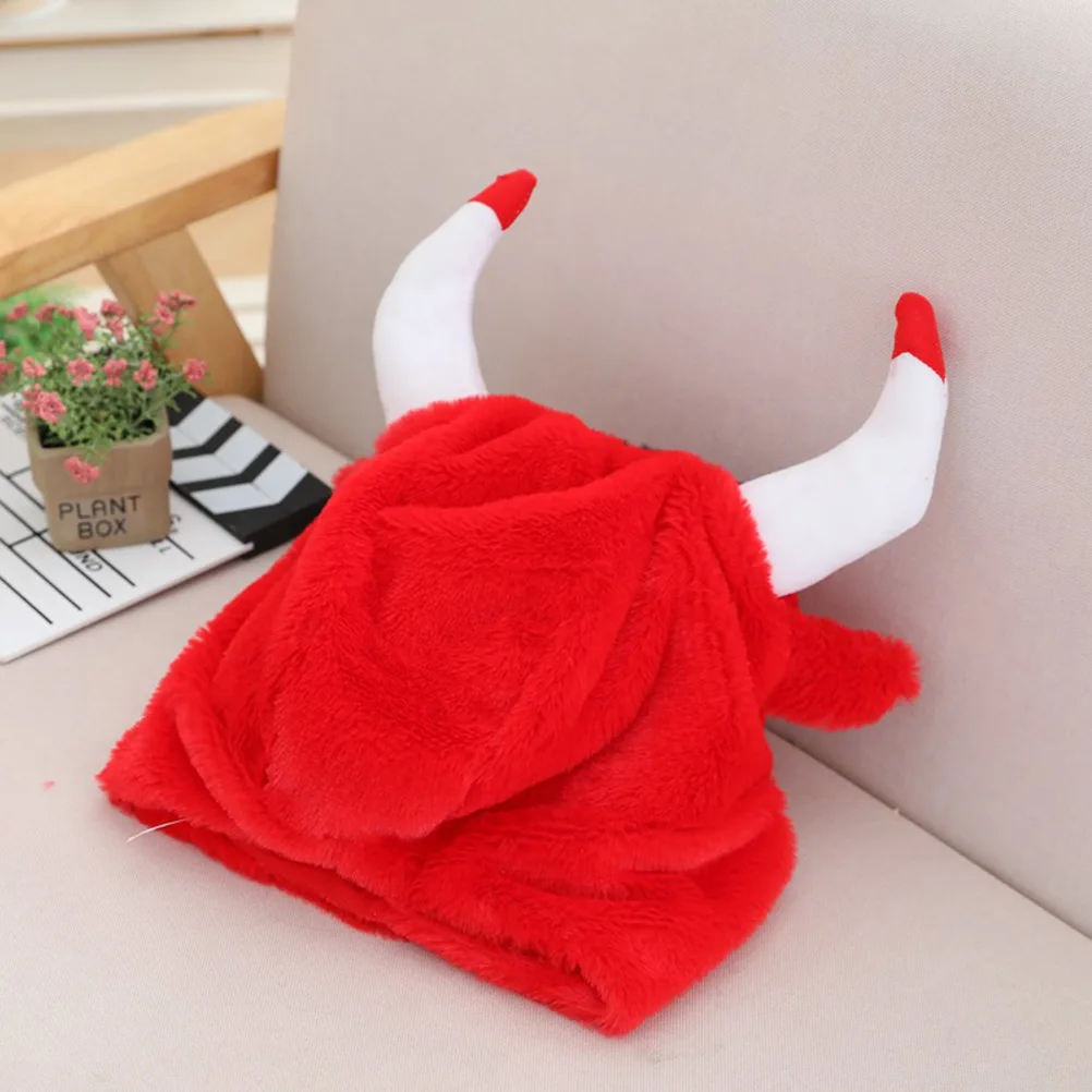 

Cow Headwear Photo Props Head Cap Photo Hat Cosplay Costume Soft Warm Bull Cover Cap Stuffed Animals Party Hats