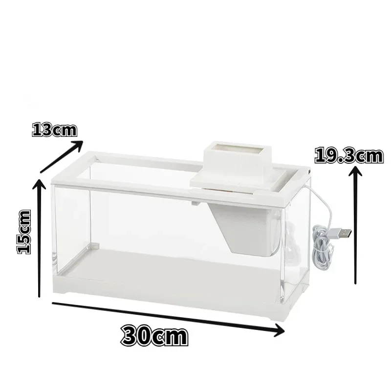 حوض أسماك استوائي صغير على سطح الطاولة فانوس سمك الطاووس الأسماك العائلية وترشيح الروبيان نظام المياه المتداولة الصامت