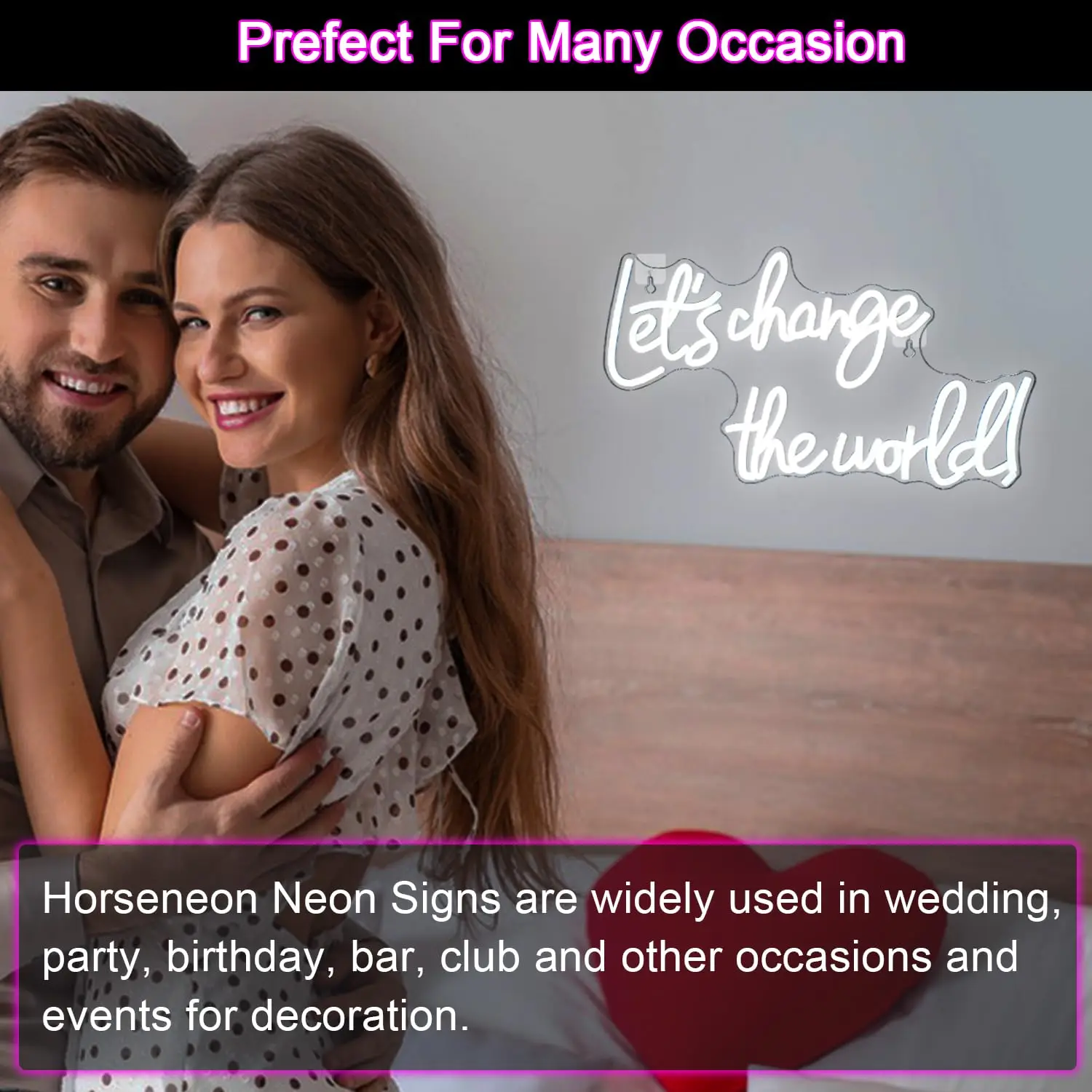 Let's Change the World LED Neon Sign USB Powered, Dimmable Wall Light for Bedroom Living Room Home Decor Gift