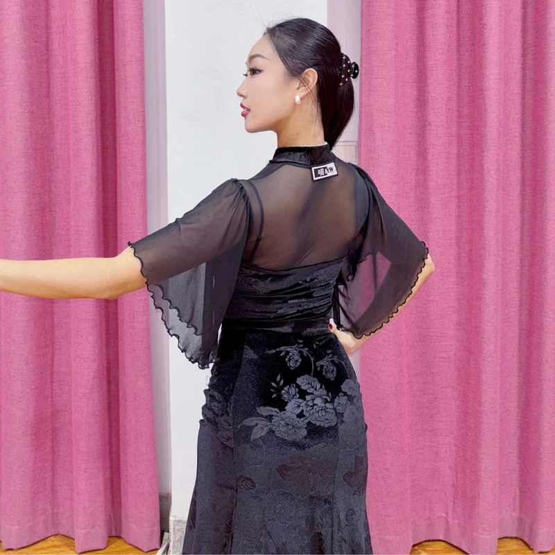 Vestidos de baile latino Samba para adultos, ropa de competición de baile de salón para mujer, traje de baile moderno, ropa de entrenamiento SL14547