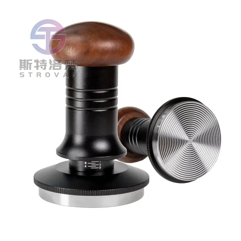 51/53/58mm Barista Tools Stainless Steel Ripple Waffle Base Adjustable Depth Constant Pressure Coffee Tamper