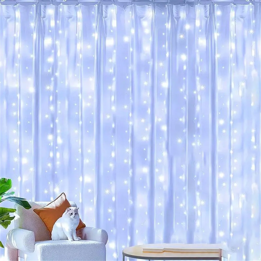 Bedroom Home Decoration LED Garland Curtain Light String 8 Modes Christmas Light USB Power with Remote Control for Party Wedding