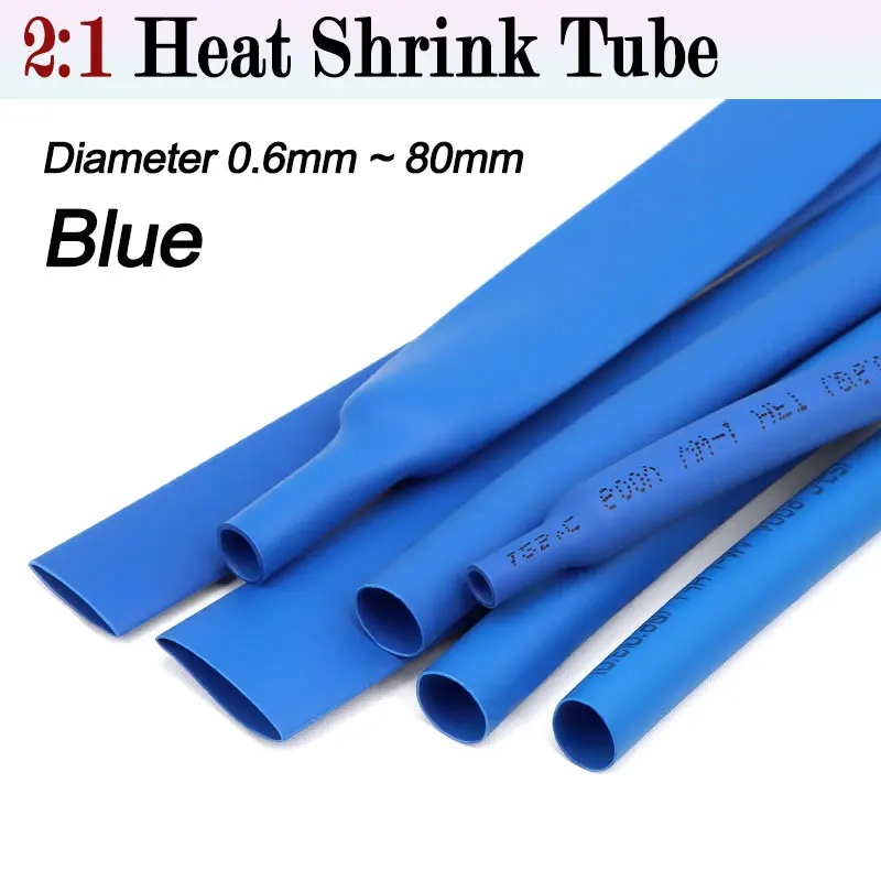 3/5M Blue 2:1 Shrink Ratio Heat Shrink Tube Diameter 0.6mm ~ 80mm Insulated Cable Protecctor Connector Sleeving DIY Wrap Wire