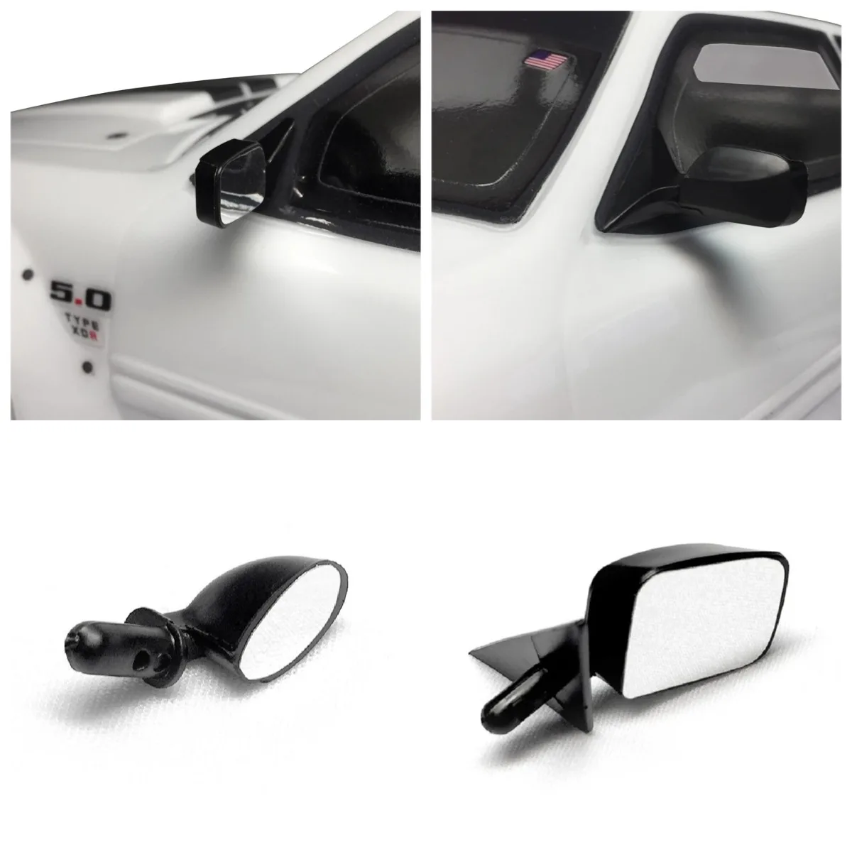 FOR 1/10 RC Model Car Drift Body Shell and Simulation Modified Rear-view Mirrors & Steering Rear-view Mirrors
