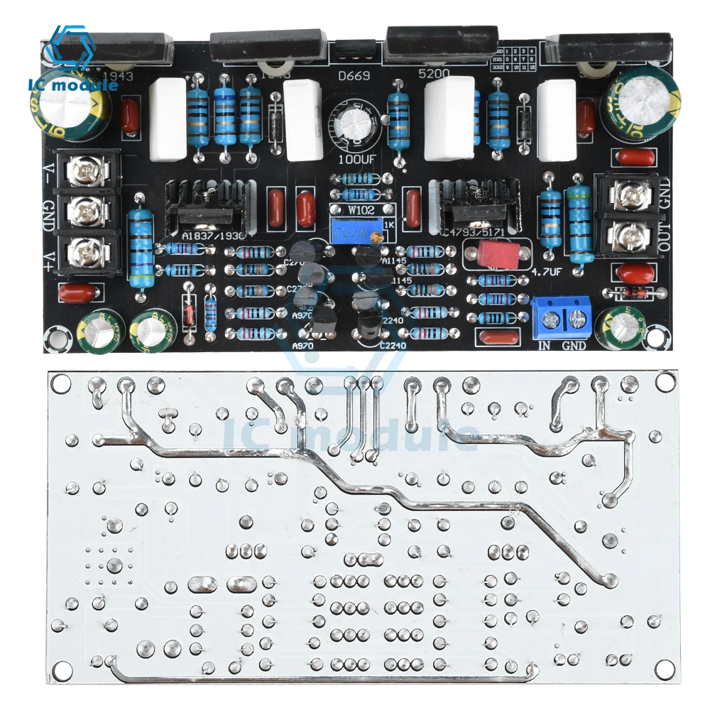 

DC 20V-90V Mono 200W Power Amplifier Board 1943+5200 Power Mono Tube Finished Amplifier Board
