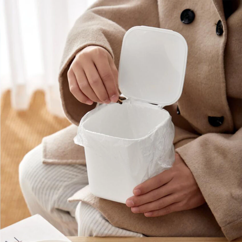 

Trash Can Lid for Desktop Kitchen Small Space Rubbish Bin PP Material Garbage Container Plastic Craftsmanship Odor Reducing