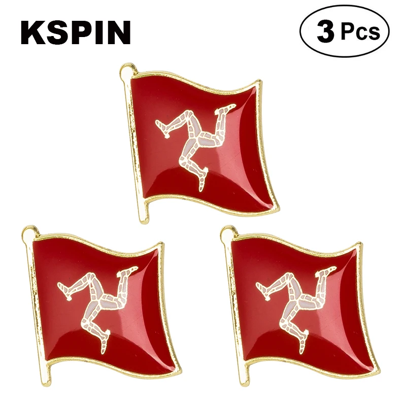 

3pcs a lot Isle of Man Flag Lapel Pins Badges Brooches