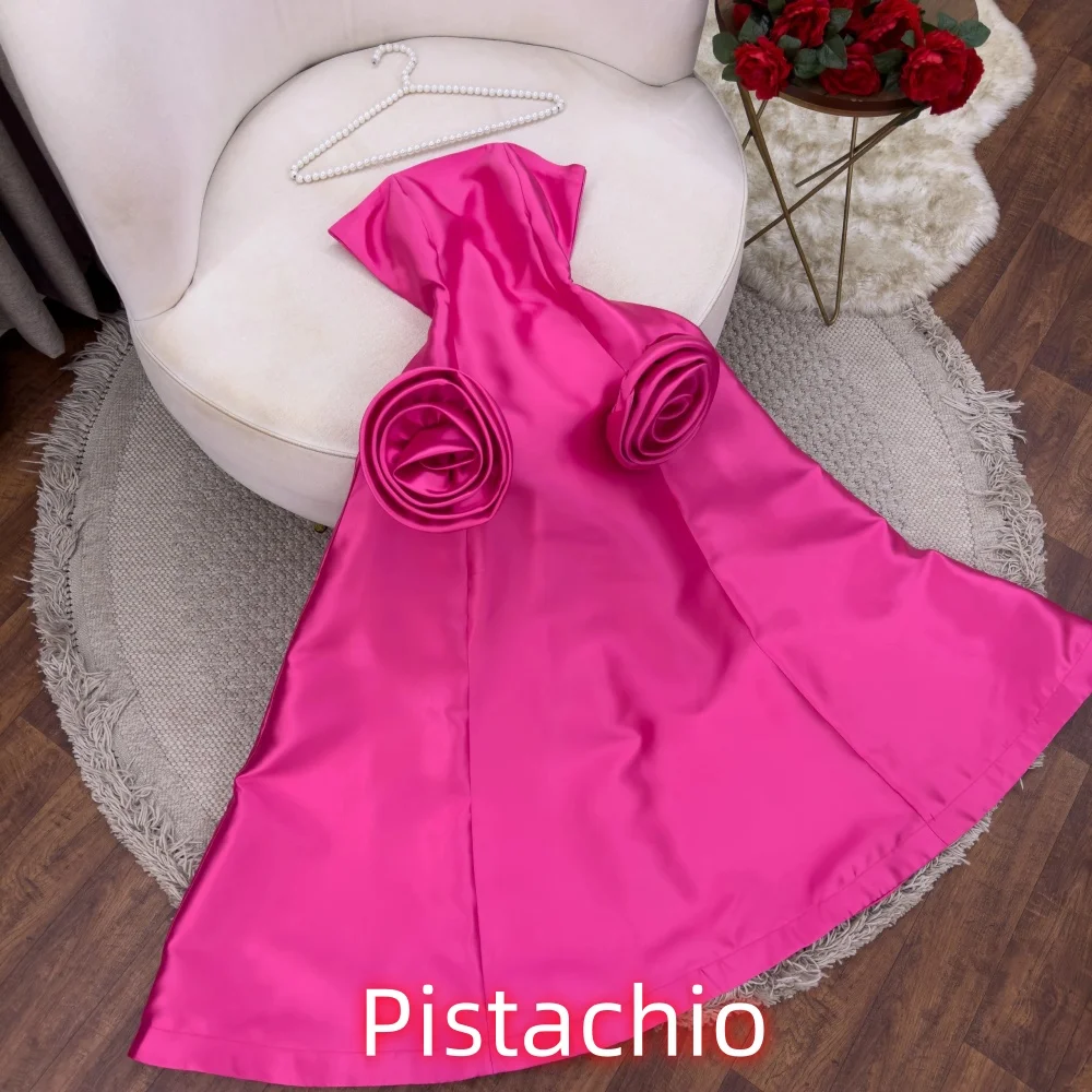 فستان حفلة موسيقية نسائي رائع مخصص بدون أكمام مزين بالزهور الساحرة فستان حورية البحر بدون حمالات للنساء ثوب مسائي