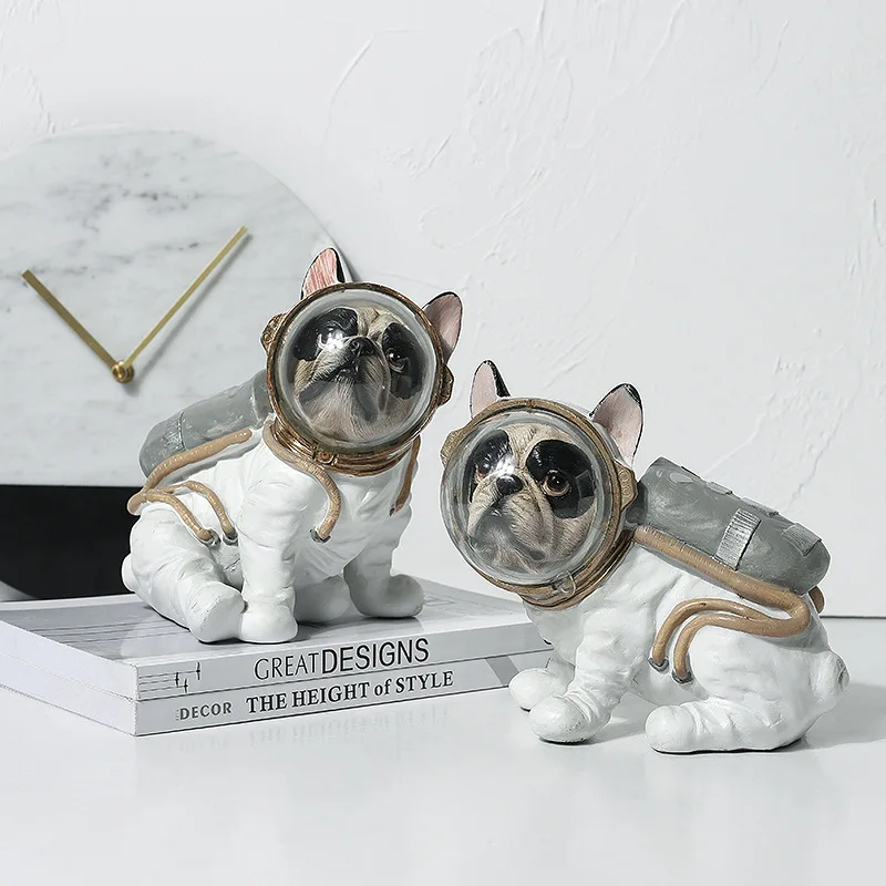 

Home Decor resin Space Dog statue Modern animal Astronaut statue Bulldog figure Decorate interior living room decorative gifts