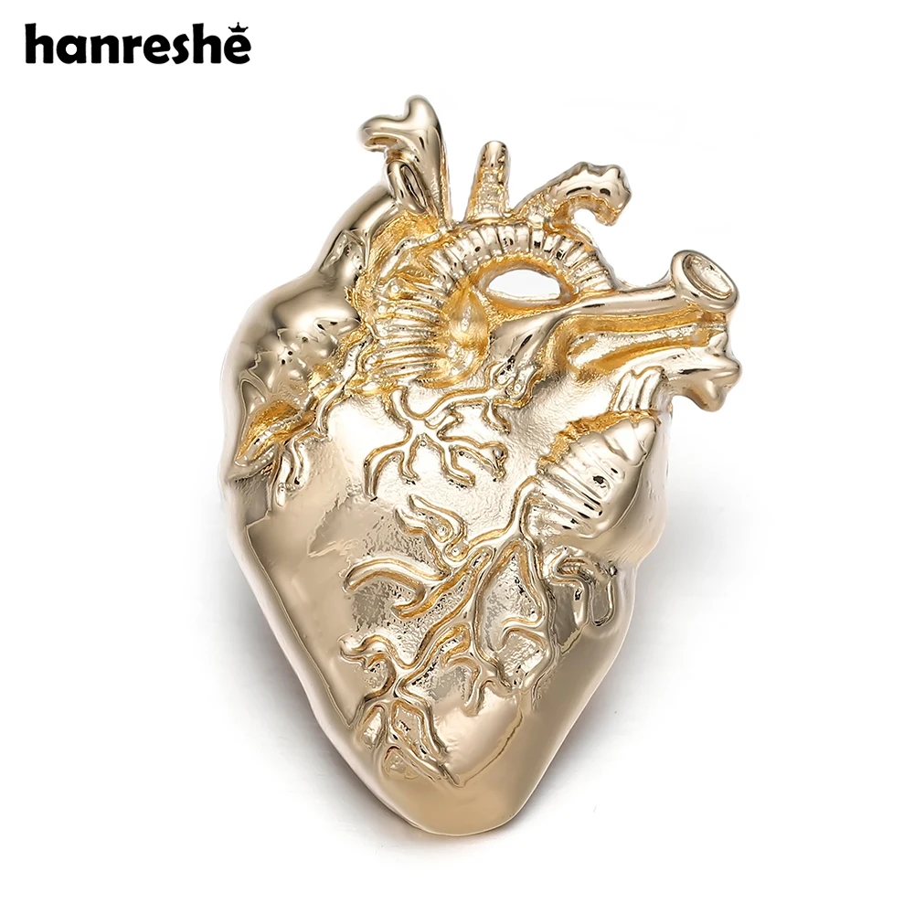 

Heart Lapel Pins Metal Shirt Punk Jewelry Gift Cute Physician Medical Pin Badge Gold Color Brooches For Women Accessories