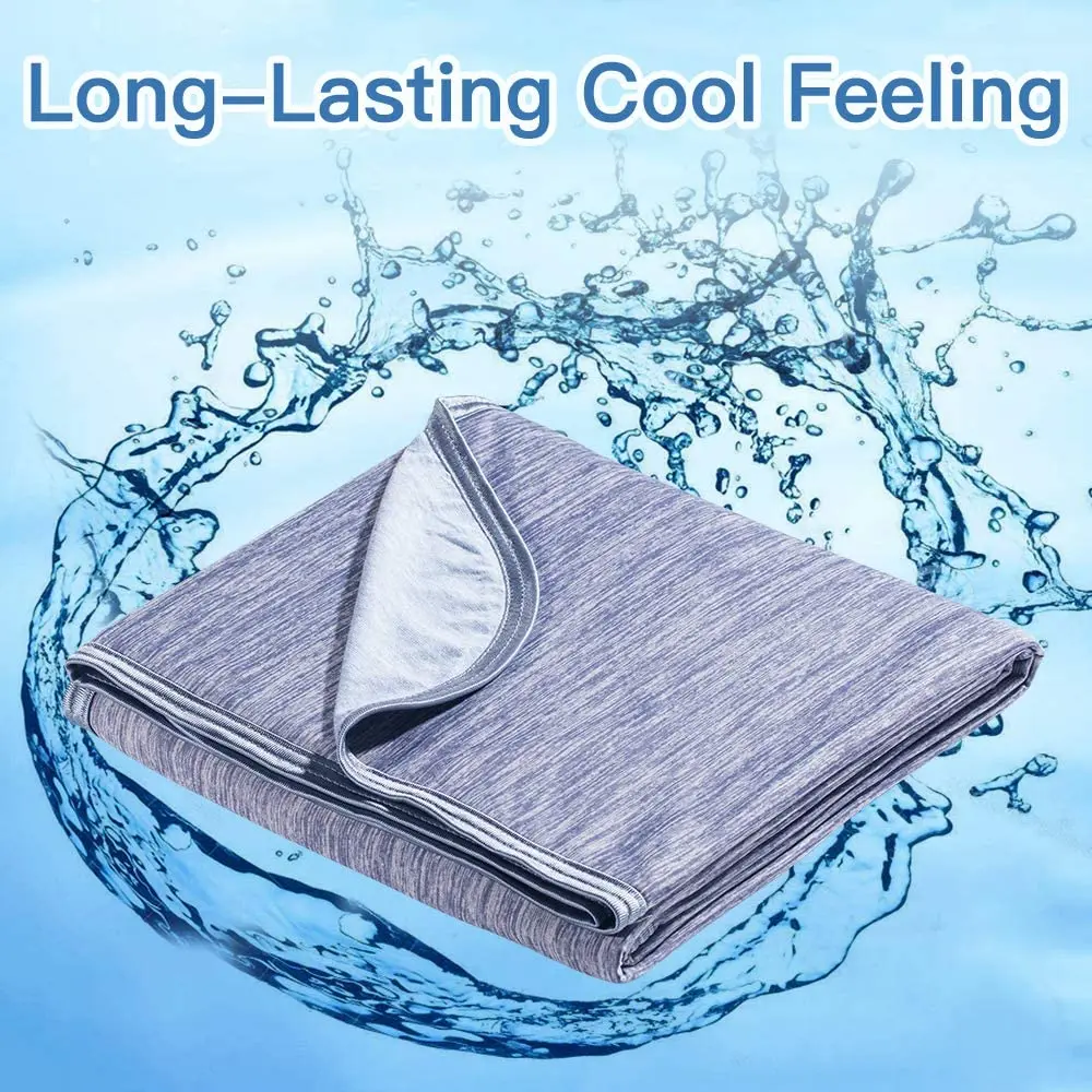 Summer Cooling Blanket Throw Light Thin Duvet Comforter Quilt Double Layer Q-Max 0.4 Fiber Heat Absorb Cover Over Cold Blankets