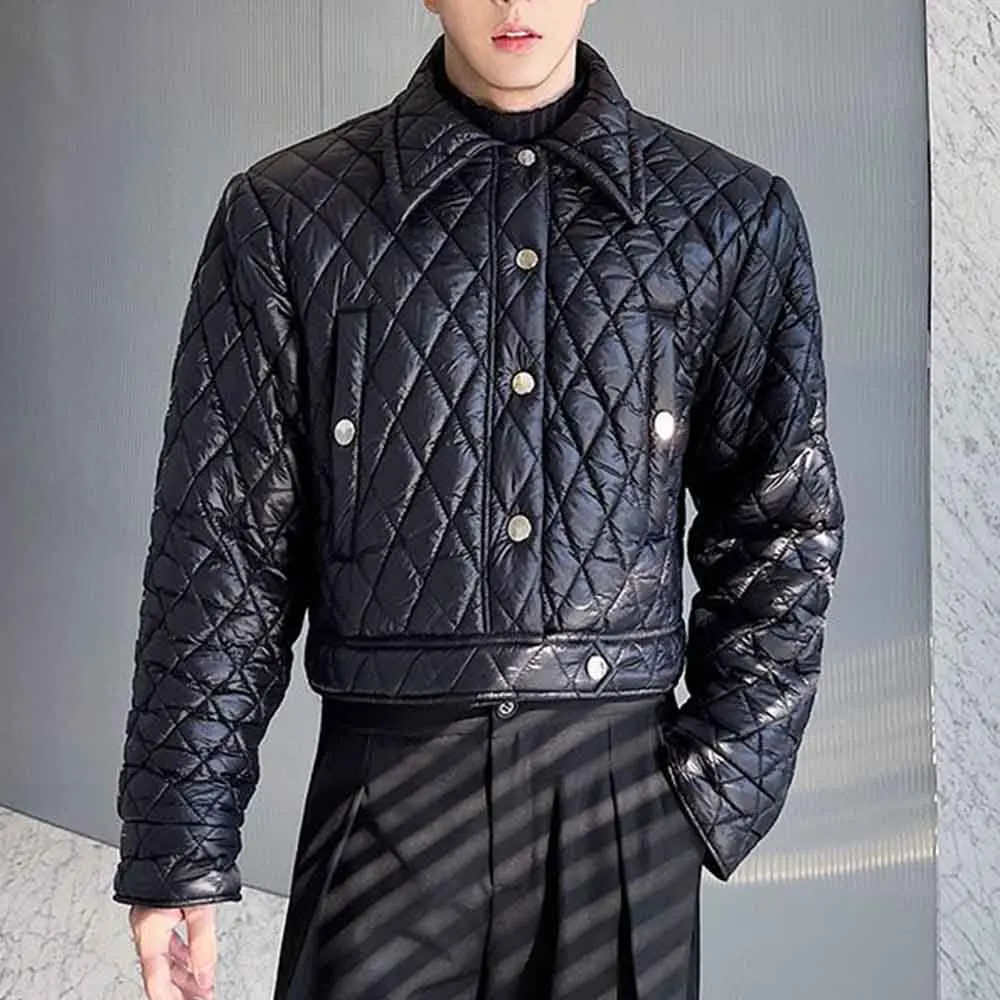 Mens Winter Imitation Silk Cotton Jacket Short Warm Diamond Pattern Jacket Fashion Versatile Soft Leisure Tops Men'S Wear 2026