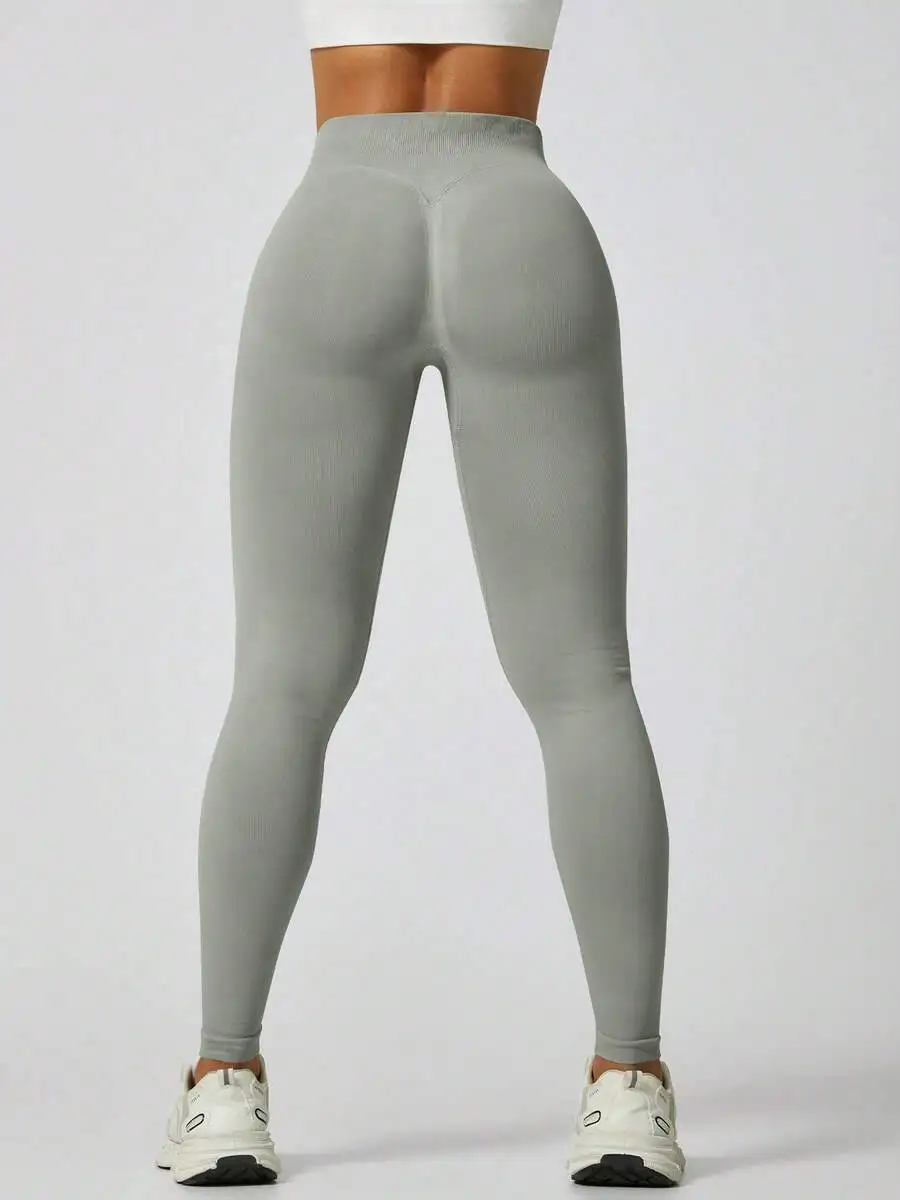 

Women High Waist Ribbed Seamless Elastic Sports Leggings