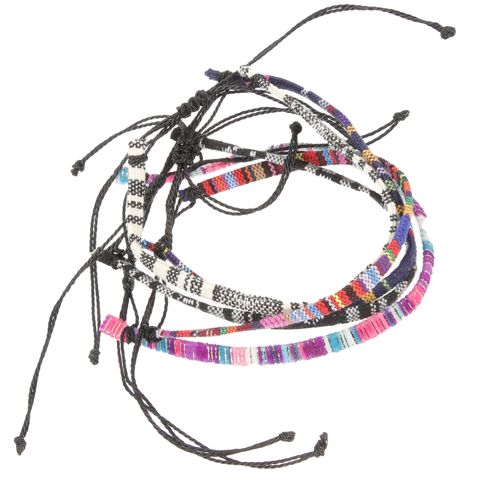 

5pcs Bohemia Beach Bracelets Fabric Braided Anklets For Men Durable Comfortable Rope Woven Mens Summer Jewelry Non-Fading