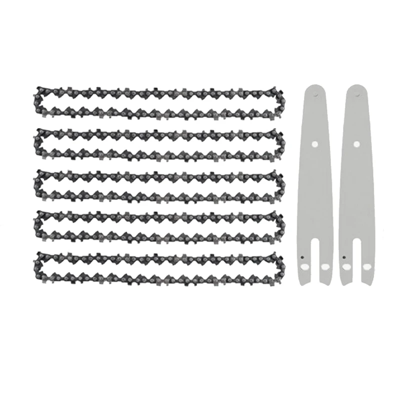 AA58 5 Pieces 6 Inch Mini Chainsaw Chain with 2 Pcs Replacement Saw Chain Bar for Cordless Electric Portable Mini Chainsaw