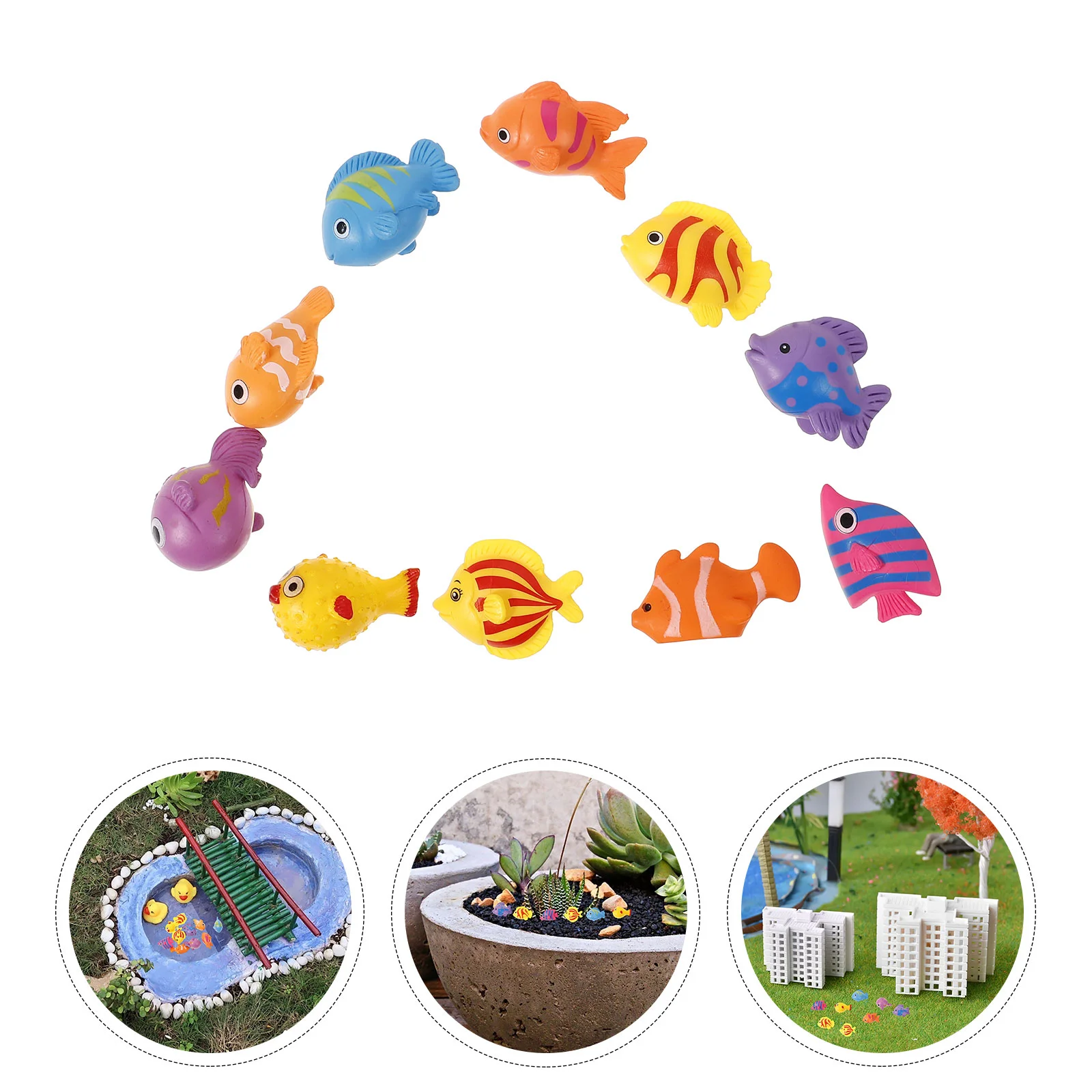 Mini Fish Model Marine Animal Statues for Home Plastic Figurines Decorations Miniature Sea Cute Tank Toys