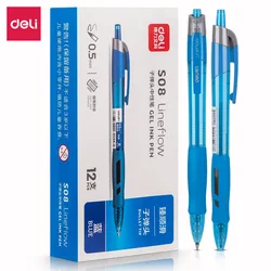 3Pcs Set deli Ballpen Retractable Gel Pens Black Blue Ink 0.5mm Ballpoint Replaceable Refills Office School Supplies Stationery