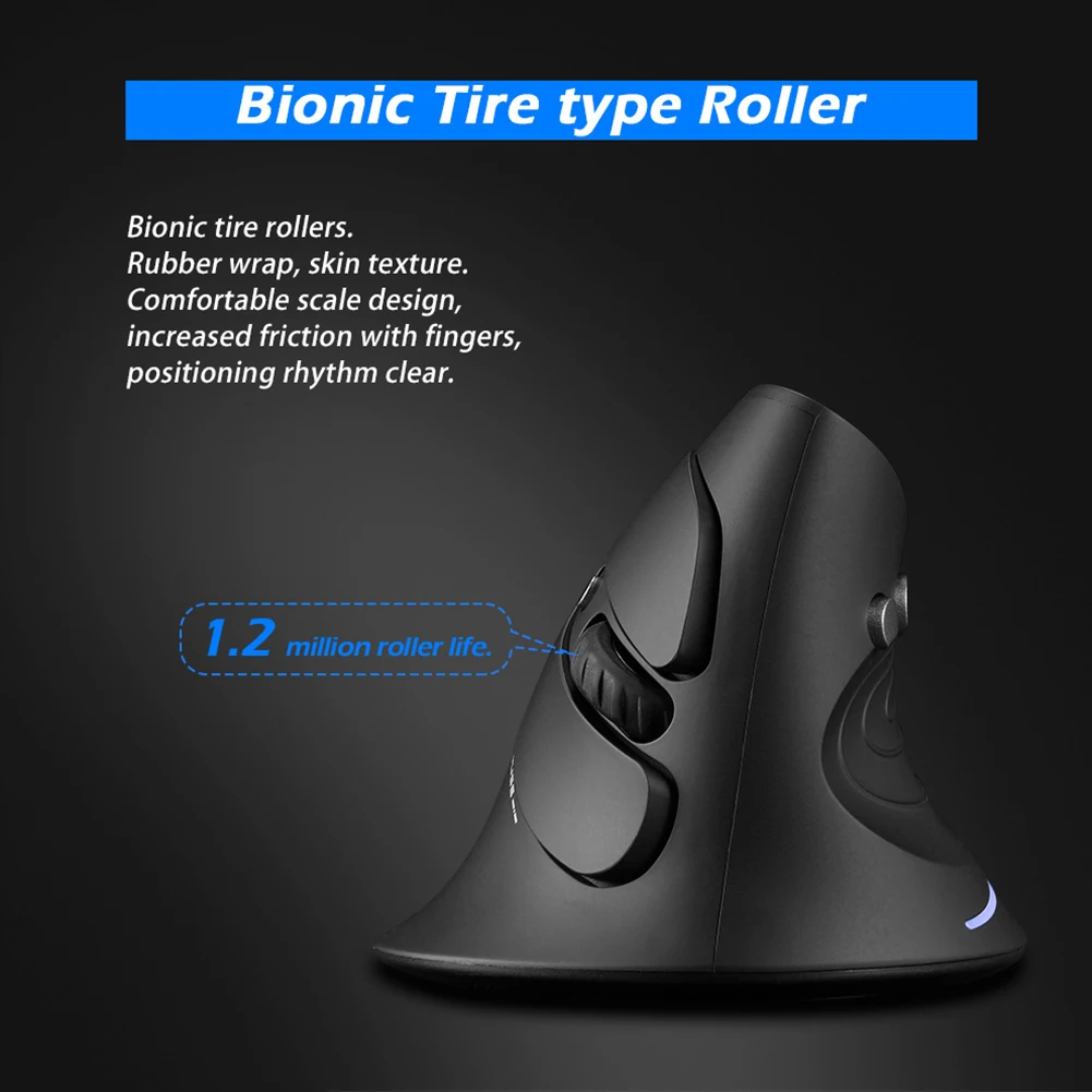 

Беспроводная вертикальная игровая мышь USB, эргономичная настольная мышь 2400DPI для ПК, ноутбука, офиса и дома