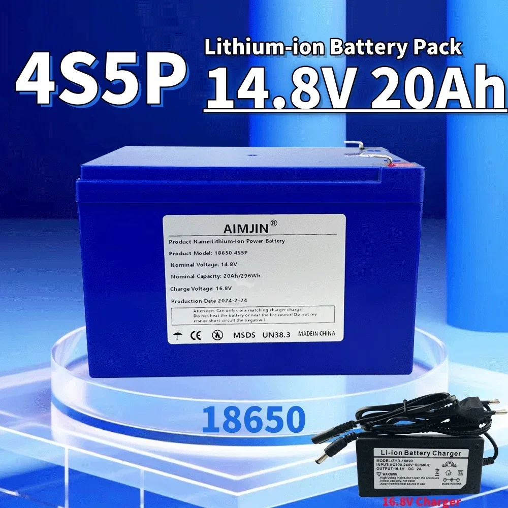 

4S5P 14.8V 20Ah Lithium-ion 18650 Battery Pack Built-in BMS Suitable for 16.8V Equipment, High-power Inverter, Tourist Car Solar