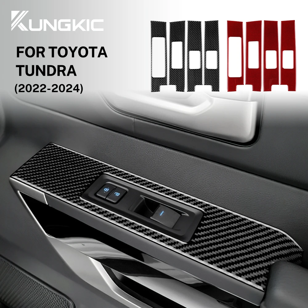 

for Toyota Tundra 2022 2023 2024 Car Door Button Frame Real Soft Carbon Fiber Stikcer Interior Trim Decor Accessories For LHD