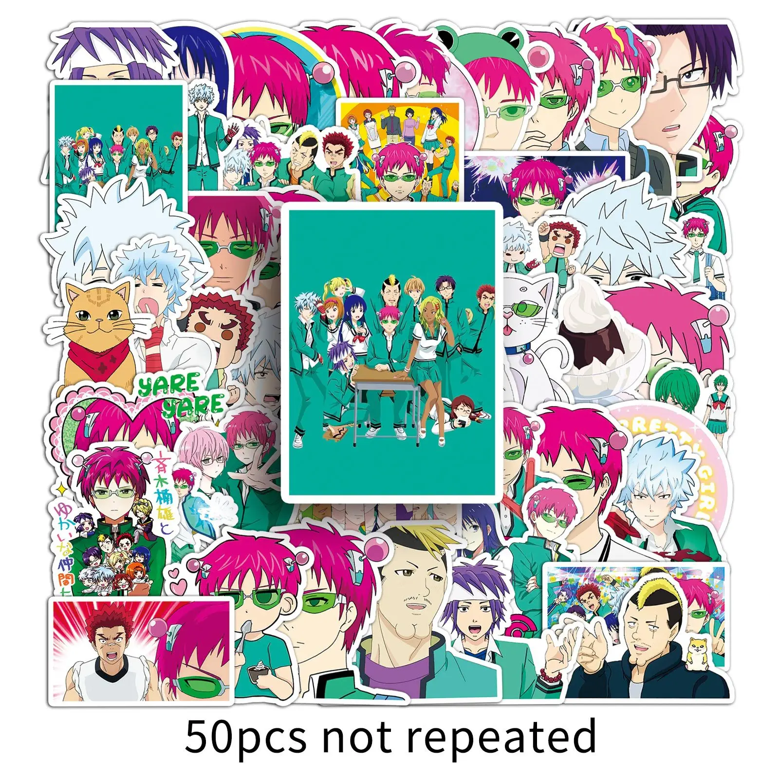 10/30/50PCS Anime The Disastrous Life of Saiki K Sticker Cartoon Cute Graffiti Decorative Skateboard Phone Case Waterproof Decal