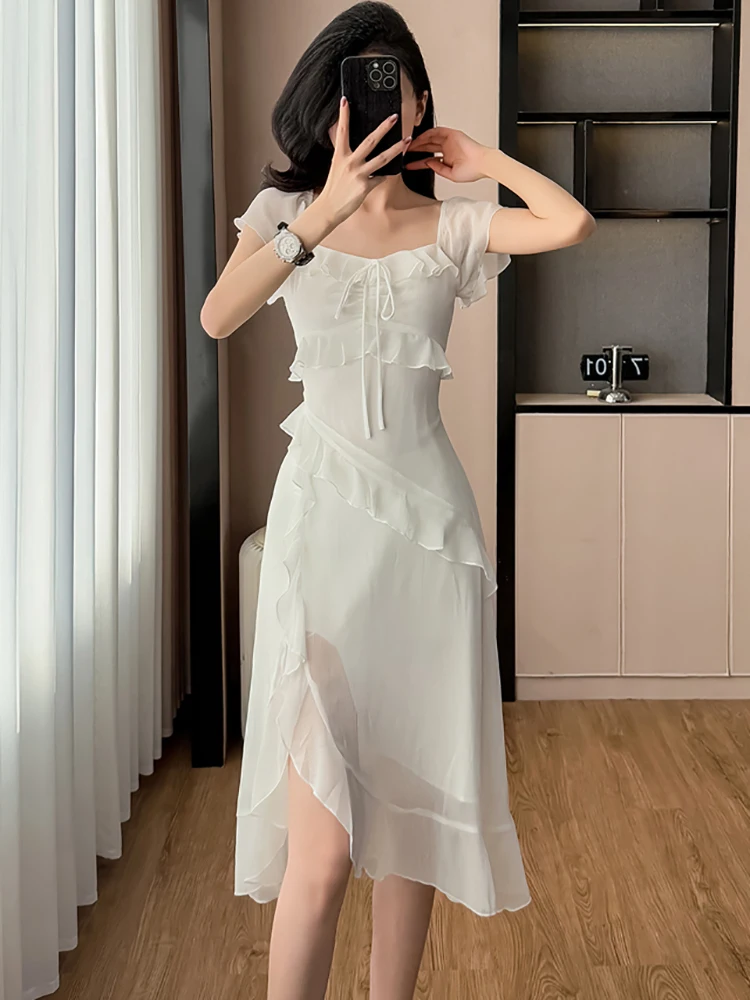 white knit cover up dress WHITE MAXI KNIT COVER UP W/ SIDE SLITS main image 0