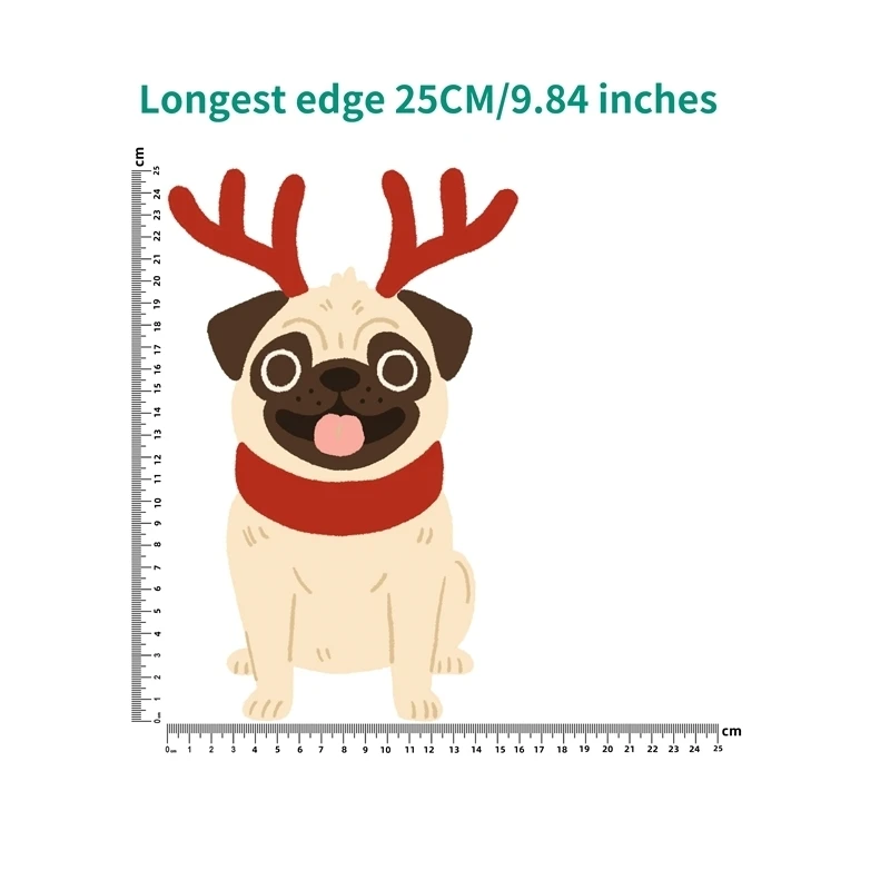 25 سنتيمتر الكرتون عيد الميلاد الكلب ملصقات نقل الحرارة DTF الحديد على نقل بقع للأطفال الكبار الملابس الديكور #6