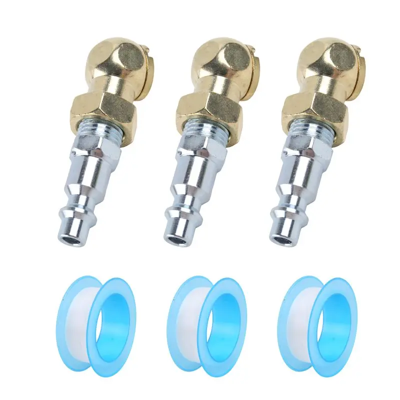 [B17B!】 1/4Inch Portable Air Chuck Closed Brass Ball Inflator For Inflator Gauge Compressor Replacement Parts 3 Pack