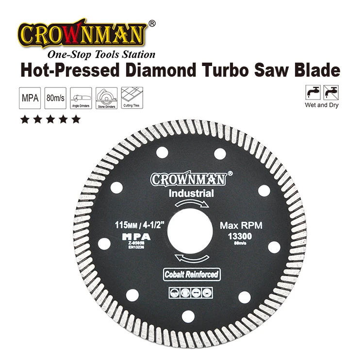 CROWNMAN Tile Cutting Sintered Mesh Turbo Ceramic Granite Marble Granite Disc Diamond Saw Blade