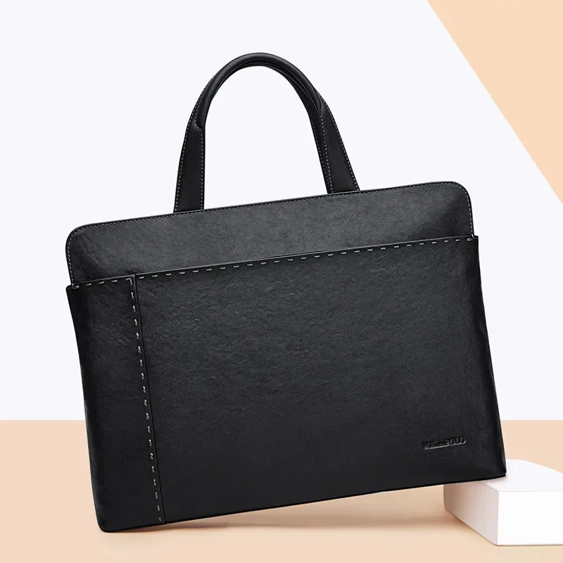 Bolso de mano para ordenador portátil para hombre y mujer, bolsa interior para tableta, bolso cruzado de negocios, documentos oficiales, color sólido, simple y elegante