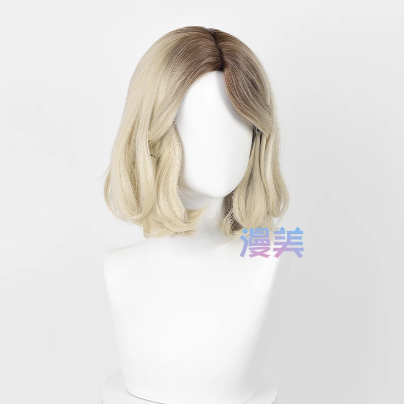 Gwen Stacy peruka do Cosplay 35cm/45cm krótkie Gwendolyn Maxine Stacy peruki żaroodporne peruki syntetyczne