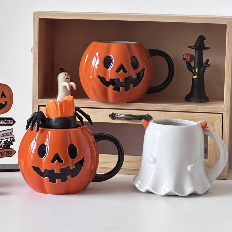 Popular Halloween Pumpkin Expression Design Mug Creative Ghost Cute Tentacle Home Milk Coffee Cup Holiday Party Exquisite Gift