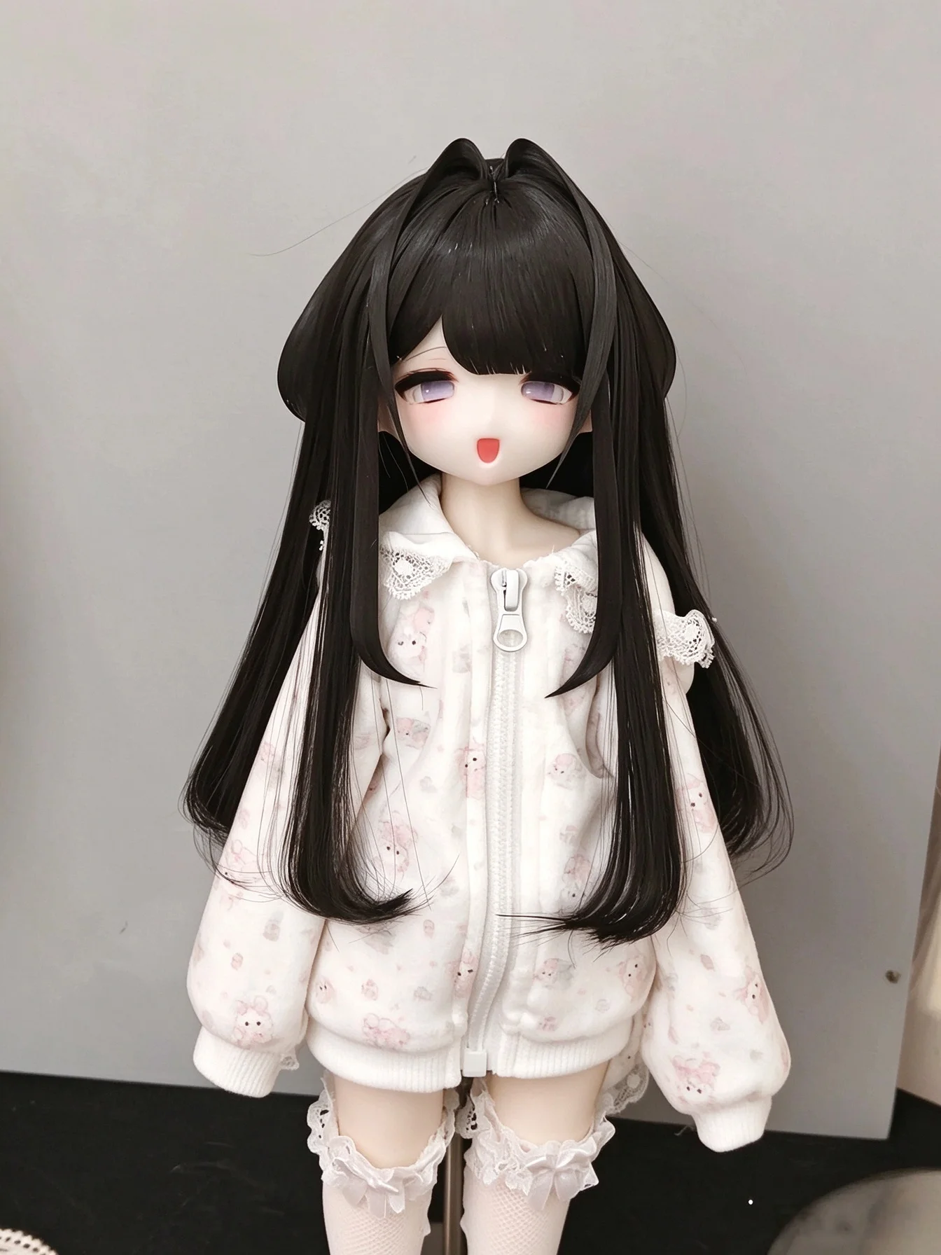 BJD Doll Hair Wig 1/3 1/4 1/6 Heat Resistant Fiber Ready Made Custom SD MSD YOSD Dollfie Long Hair Side Bangs Inward Curl Ends