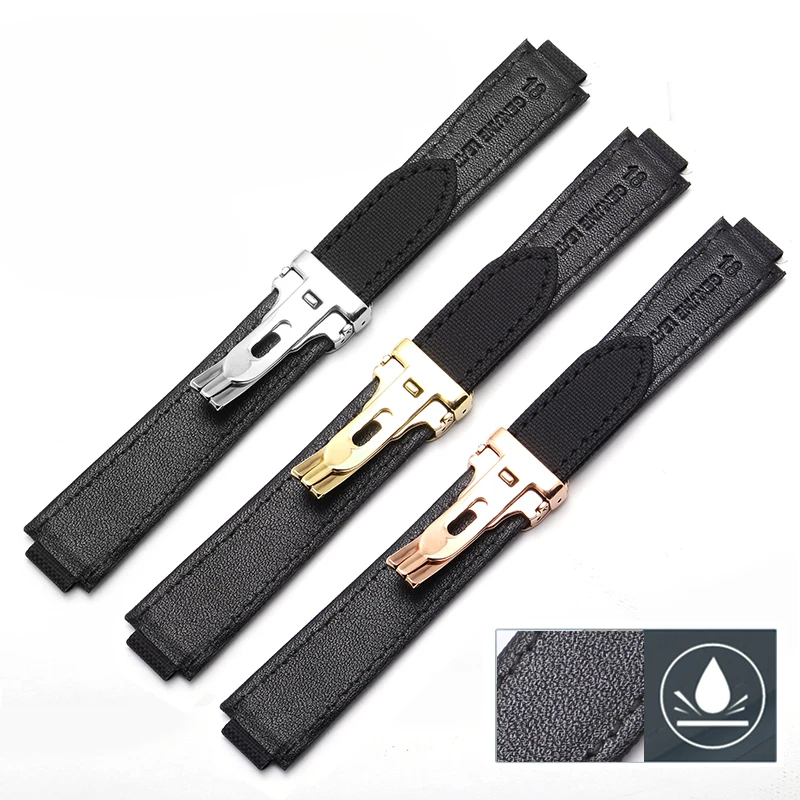 Pulseira de nylon 8x16 12x20 para cartier ballon bleu série interface convexa grande pulseira de lona preta à prova d'água masculina e feminina