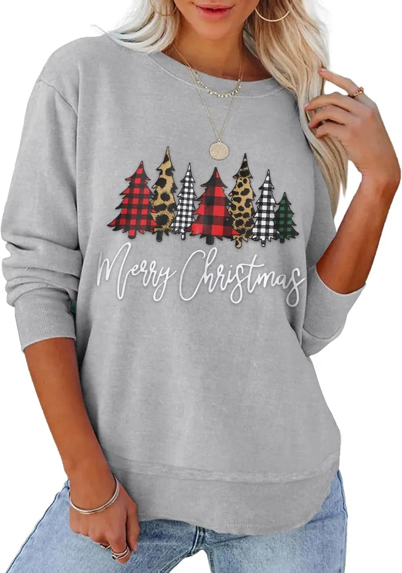المرأة عيد الميلاد البلوز شجرة عيد الميلاد البلوز هوديس خمر الرجعية المرأة هودي هوديي قميص حراري ملابس شخصية