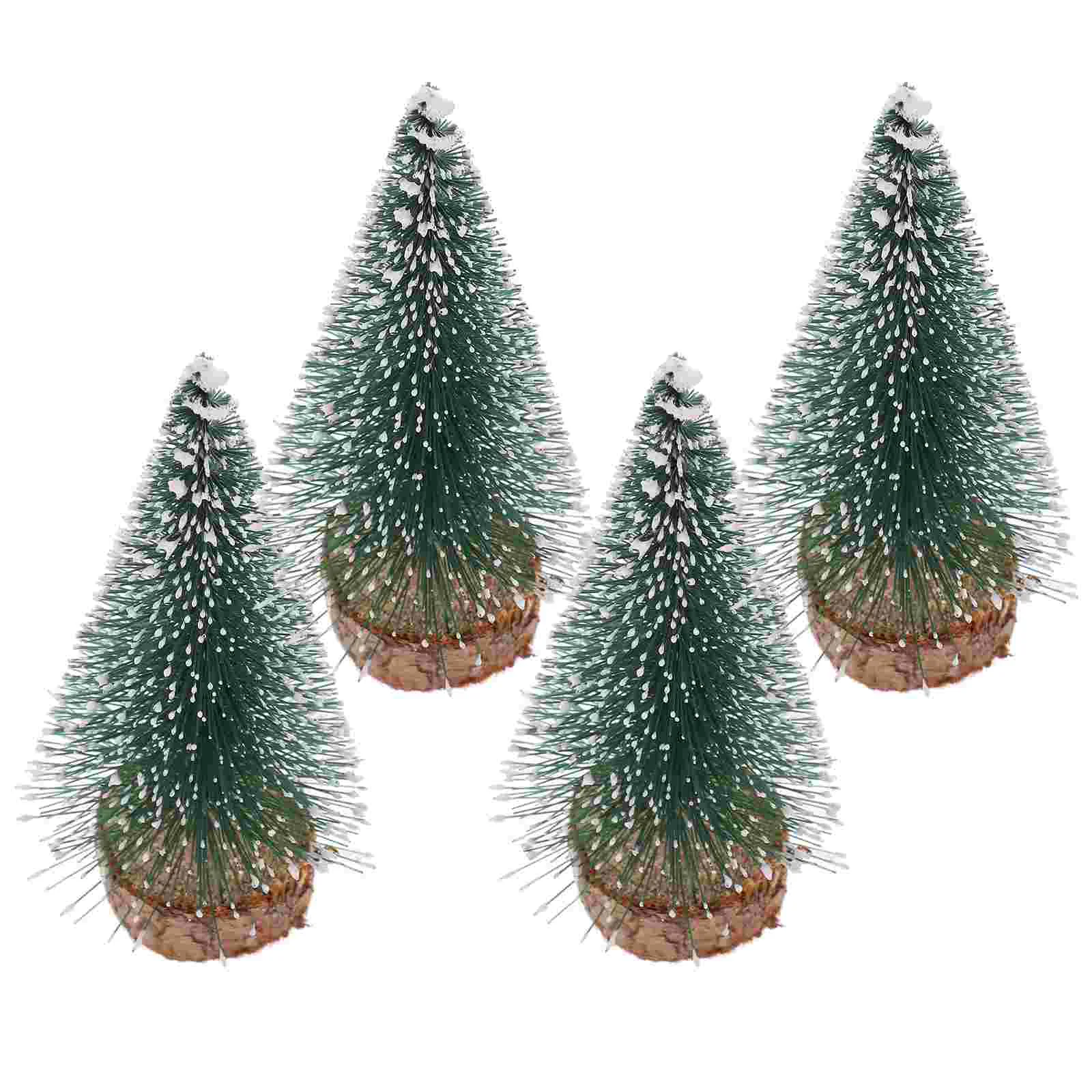 

4 Pcs Mini Christmas Tree Artificial Pine Xmas Wood Decorative Small Desktop Prop