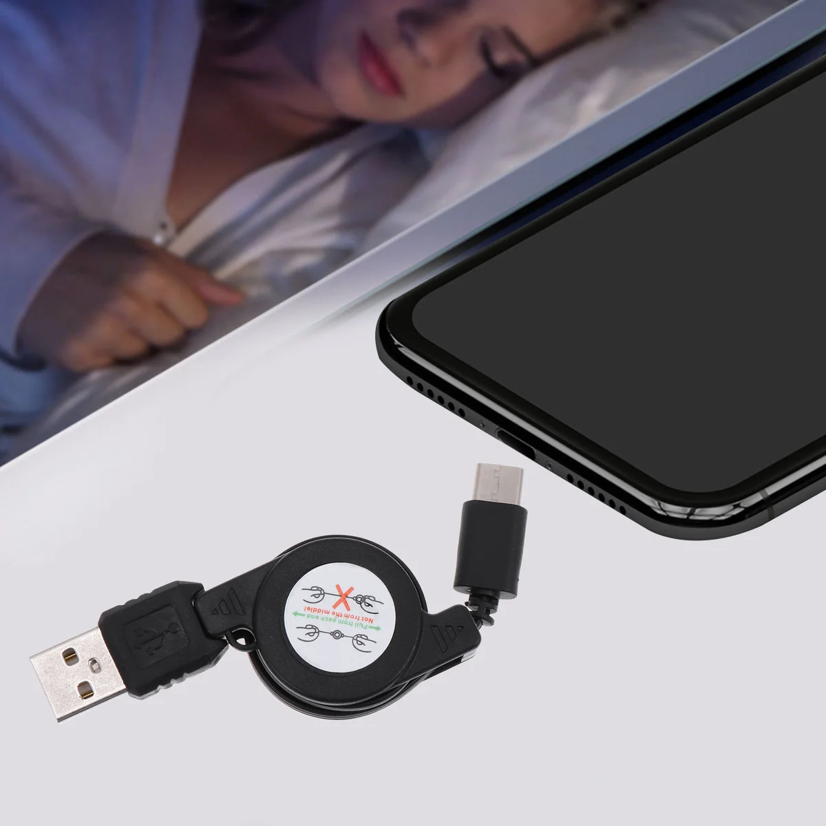 

Retractable Data For Type-C High-Speed Charging Sync Portable Cord Compact Design For Travel Office Home Retractable Usb C