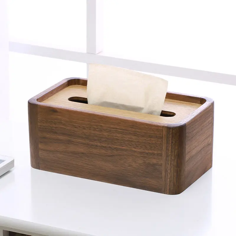 

Tissue box solid wood high-end living room dining room bedroom office high-value walnut pumping paper box wooden