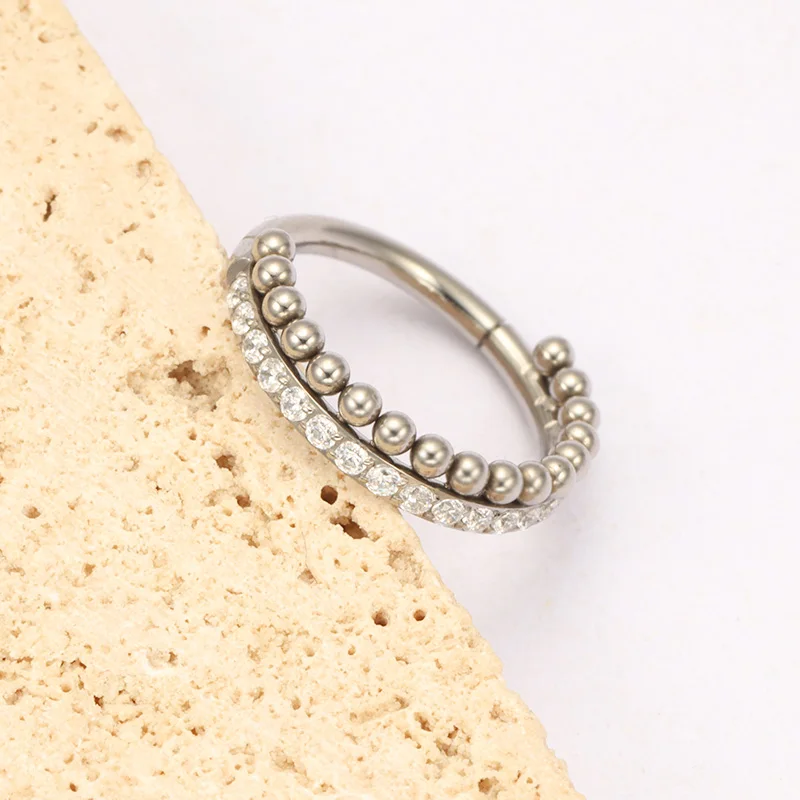 ZOOR ASTM F136 التيتانيوم الحاجز الأنف خواتم ثقب الزركون 8/10/12 مللي متر الأطواق الفرس الزنمة Daith الغضروف اللولب محارة ثقب #4