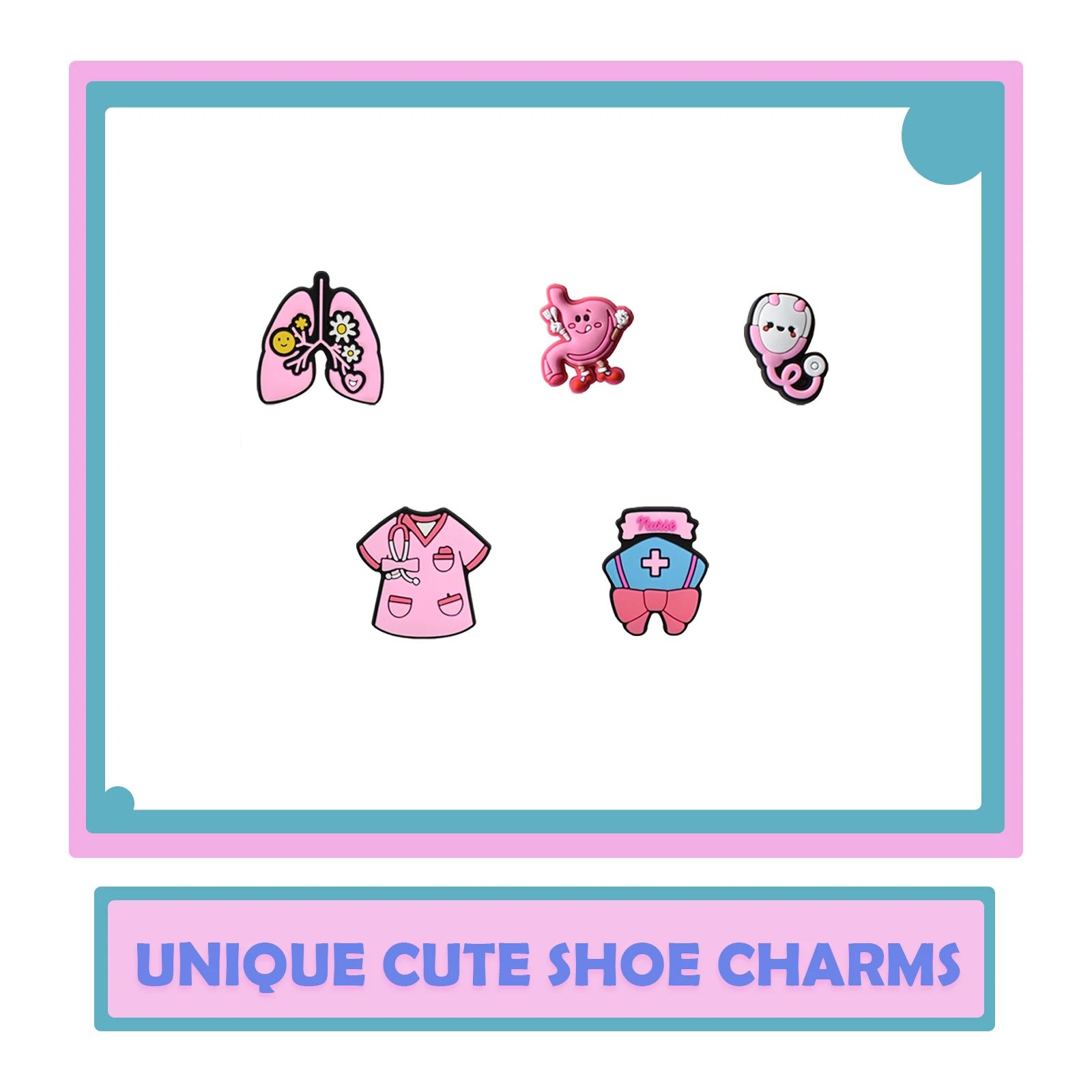 Random 10-50Pcs Doctor Pink Series Shoe Charms For Key Chain Sandals Beach Bags, DIY Shoe Decorations Accessories Shoes Pins