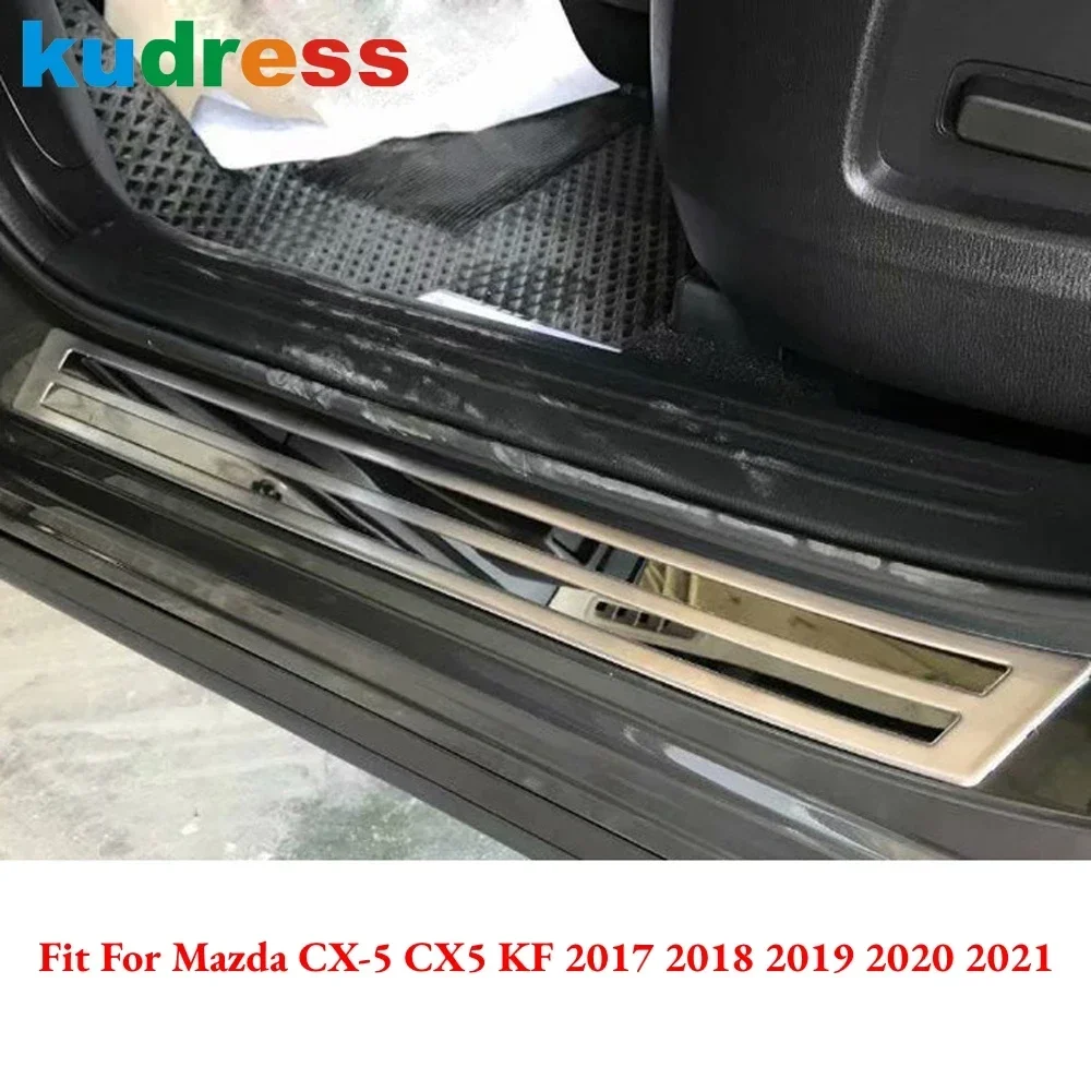 For Mazda CX-5 CX5 KF 2017-2021 2022 2023 2024 Steel Car Door Sill Scuff Plate Cover Trim Welcome Pedal Guard Pad Accessories