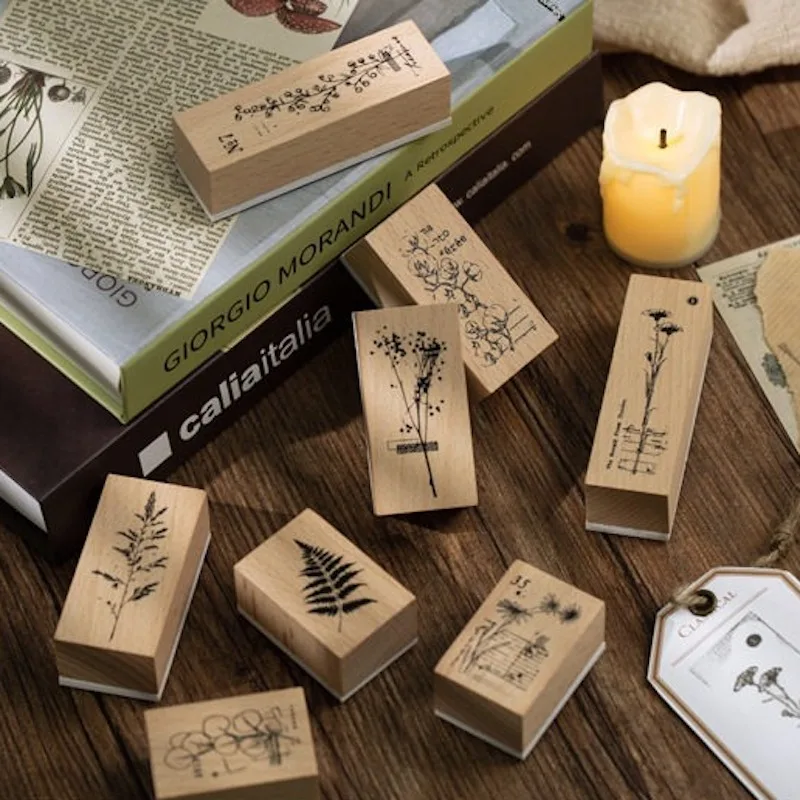 Retro Fern Krizantem Bitki Pulları Scrapbooking Kart Yapımı için Ahşap Mühür Zanaat Malzemeleri Hobi El Sanatları DIY Malzemesi
