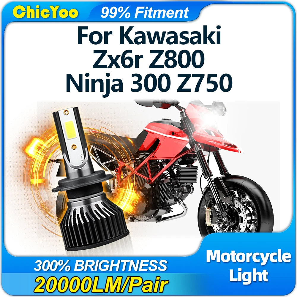 120W H7 Moto LED Light Bulb 20000LM Super Bright Motorcycle Headlight 12V 6000K White For Kawasaki Zx6r Z800 Ninja 300 Z750