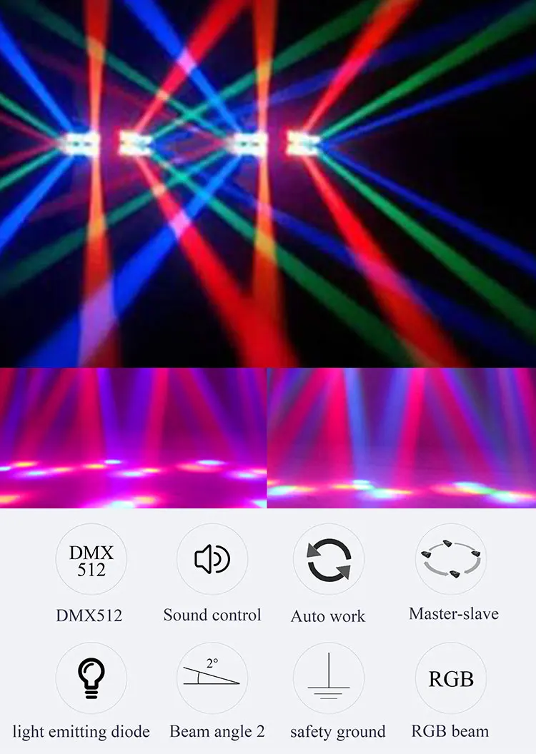 Moving Head DJ-Lichter LED Spider 80W RGBW Bühnenbeleuchtung Tonaktiviert DMX-512 für Party Pub Hochzeit Event Club Karneval Festival – Detail 7