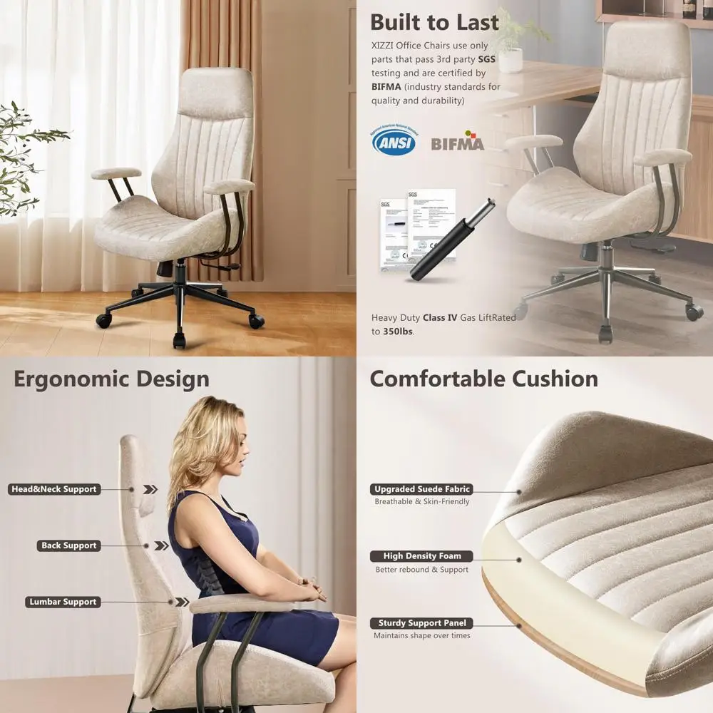 كرسي دوار مريح عالي الظهر مع دعم قطني لمكتب المكتب الحديث، كرسي كمبيوتر تنفيذي على عجلات #1